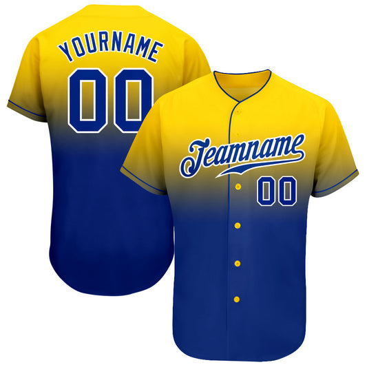 Custom Yellow Royal-White Authentic Fade Fashion Baseball Jersey - Sky-Custom