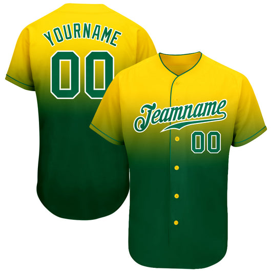 Custom Yellow Kelly Green-White Authentic Fade Fashion Baseball Jersey - Sky-Custom