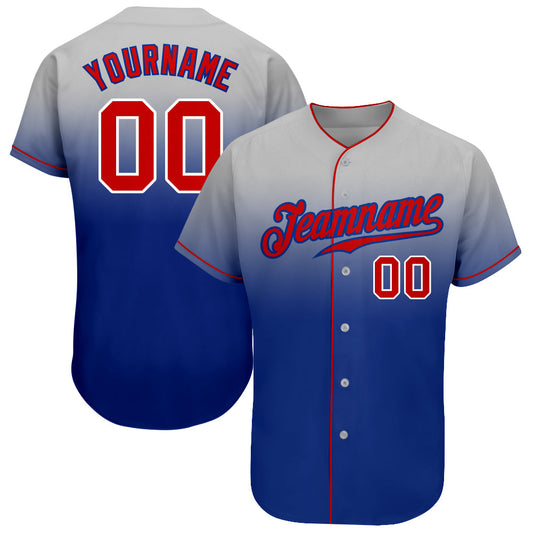 Custom Gray Red-Royal Authentic Fade Fashion Baseball Jersey - Sky-Custom