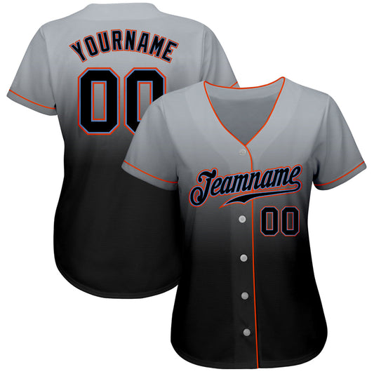 Custom Gray Black-Powder Blue Authentic Fade Fashion Baseball Jersey - Sky-Custom
