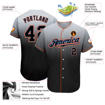 Custom Gray Black-Powder Blue Authentic Fade Fashion Baseball Jersey - Sky-Custom