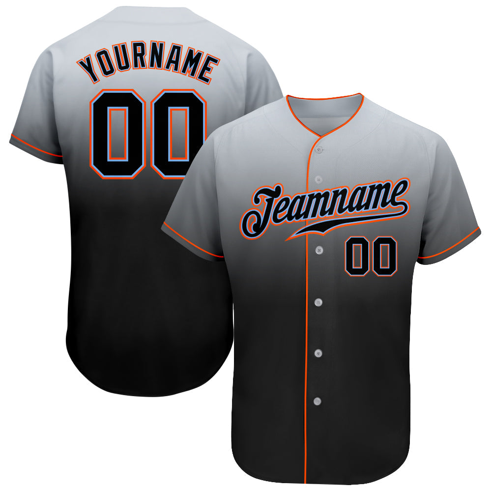 Custom Gray Black-Powder Blue Authentic Fade Fashion Baseball Jersey - Sky-Custom