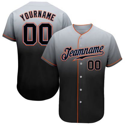 Custom Gray Black-Powder Blue Authentic Fade Fashion Baseball Jersey - Sky-Custom