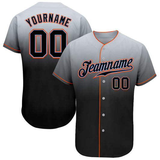 Custom Gray Black-Powder Blue Authentic Fade Fashion Baseball Jersey - Sky-Custom