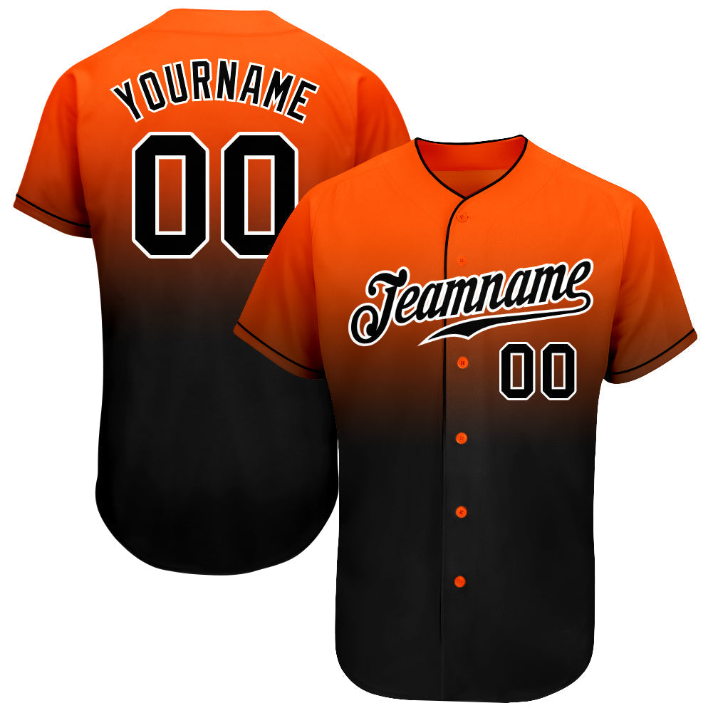 Custom Orange Black-White Authentic Fade Fashion Baseball Jersey - Sky-Custom
