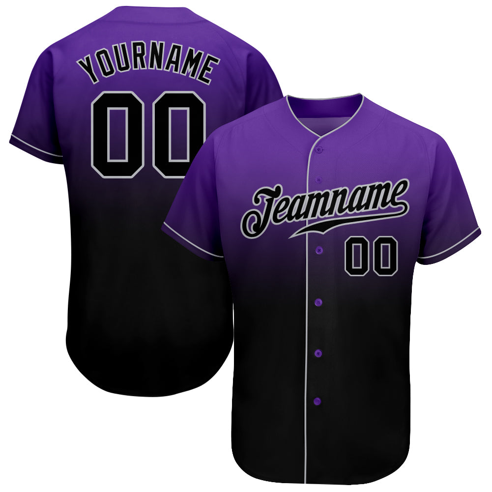 Custom Purple Black-Gray Authentic Fade Fashion Baseball Jersey - Sky-Custom