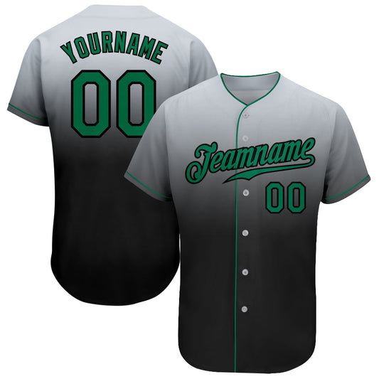 Custom Gray Kelly Green-Black Authentic Fade Fashion Baseball Jersey - Sky-Custom