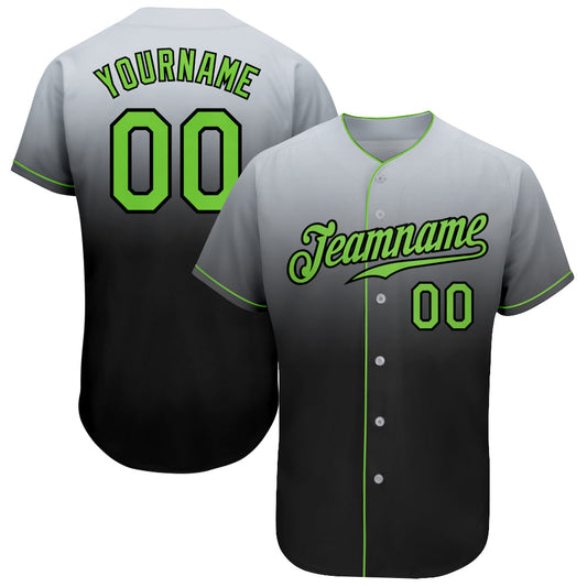 Custom Gray Neon Green-Black Authentic Fade Fashion Baseball Jersey - Sky-Custom