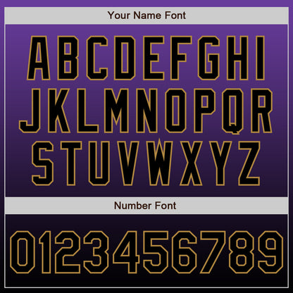 Custom Purple Black-Old Gold Authentic Fade Fashion Baseball Jersey - Sky-Custom