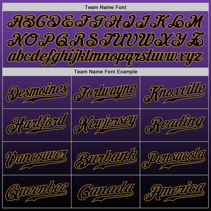 Custom Purple Black-Old Gold Authentic Fade Fashion Baseball Jersey - Sky-Custom
