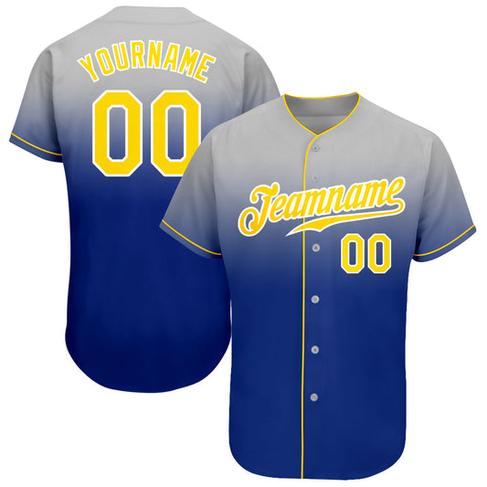 Custom Gray Gold-Royal Authentic Fade Fashion Baseball Jersey - Sky-Custom