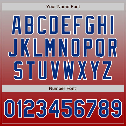 Custom Gray Royal-Red Authentic Fade Fashion Baseball Jersey - Sky-Custom