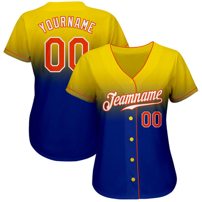 Custom Yellow Orange-Royal Authentic Fade Fashion Baseball Jersey - Sky-Custom