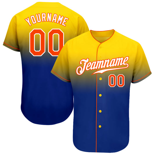 Custom Yellow Orange-Royal Authentic Fade Fashion Baseball Jersey - Sky-Custom