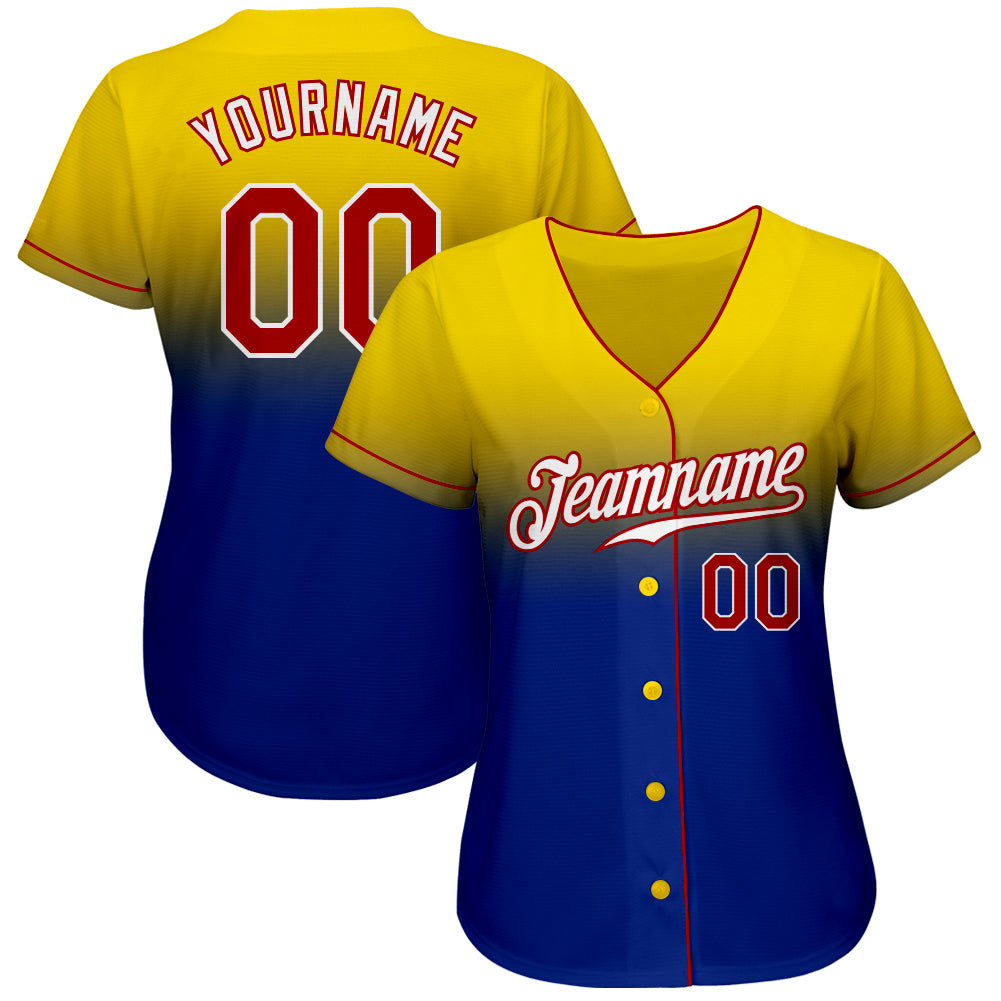 Custom Yellow Red-Royal Authentic Fade Fashion Baseball Jersey - Sky-Custom