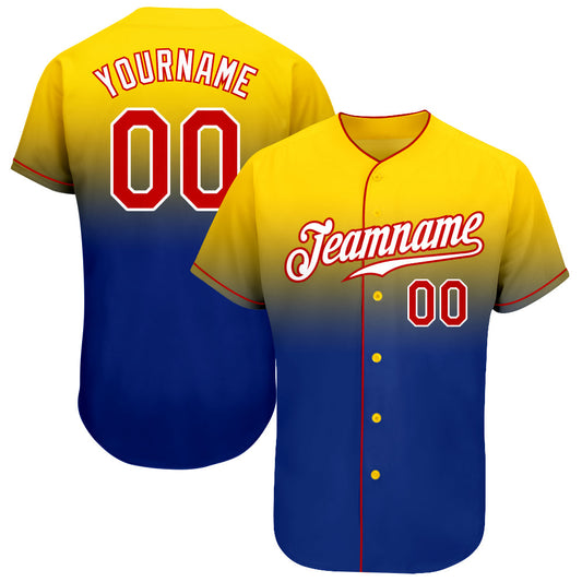 Custom Yellow Red-Royal Authentic Fade Fashion Baseball Jersey - Sky-Custom