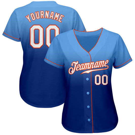 Custom Light Blue White-Royal Authentic Fade Fashion Baseball Jersey - Sky-Custom