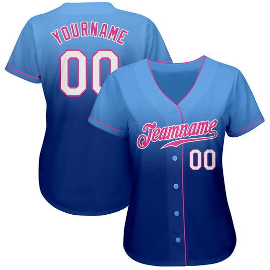 Custom Light Blue White-Royal Authentic Fade Fashion Baseball Jersey - Sky-Custom