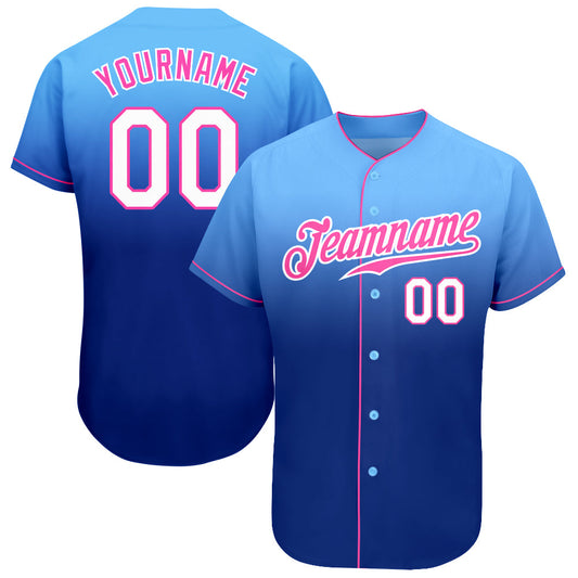 Custom Light Blue White-Royal Authentic Fade Fashion Baseball Jersey - Sky-Custom