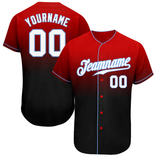 Custom Red White-Black Authentic Fade Fashion Baseball Jersey - Sky-Custom
