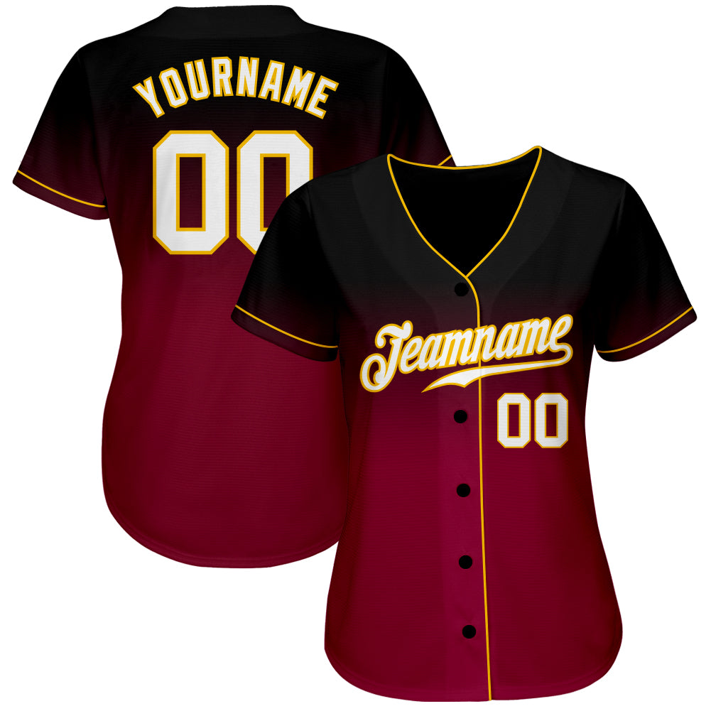 Custom Black White-Crimson Authentic Fade Fashion Baseball Jersey - Sky-Custom