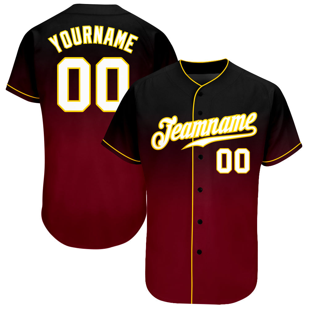 Custom Black White-Crimson Authentic Fade Fashion Baseball Jersey - Sky-Custom