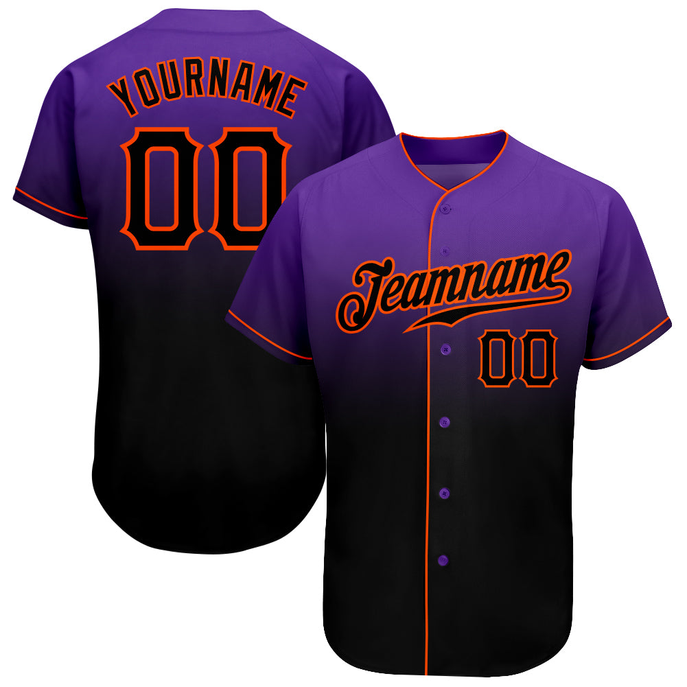 Custom Purple Black-Orange Authentic Fade Fashion Baseball Jersey - Sky-Custom