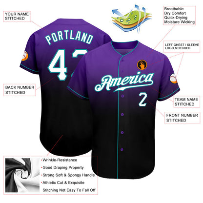 Custom Purple White-Black Authentic Fade Fashion Baseball Jersey - Sky-Custom