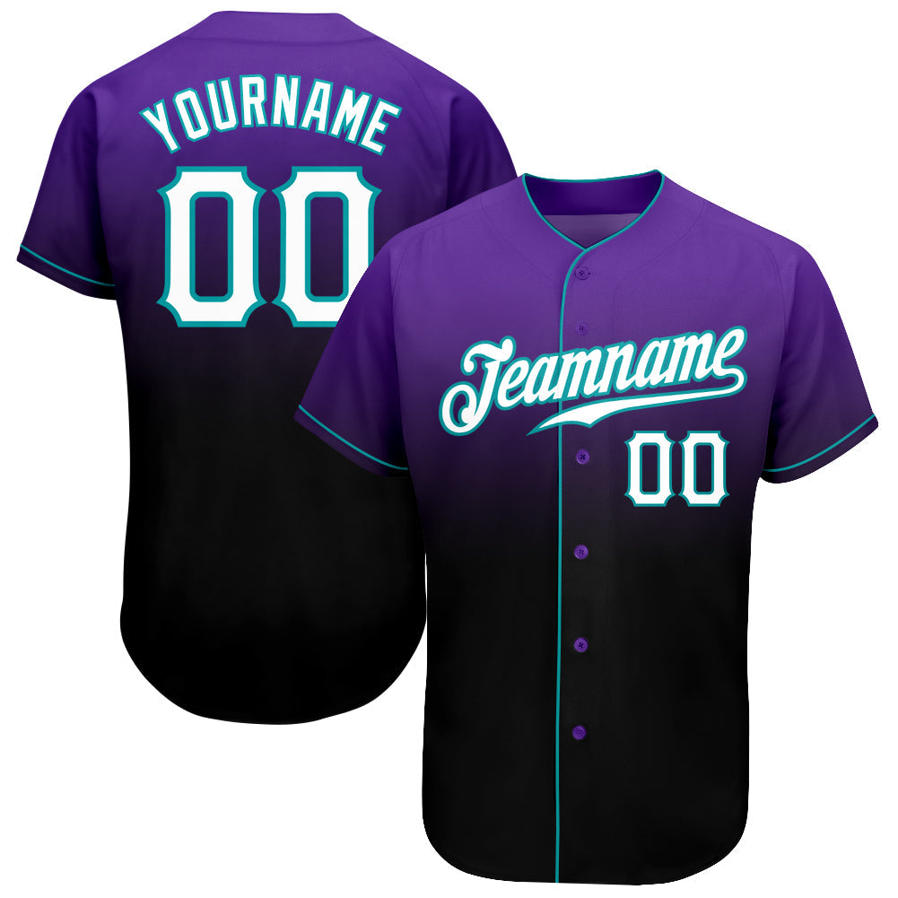 Custom Purple White-Black Authentic Fade Fashion Baseball Jersey - Sky-Custom