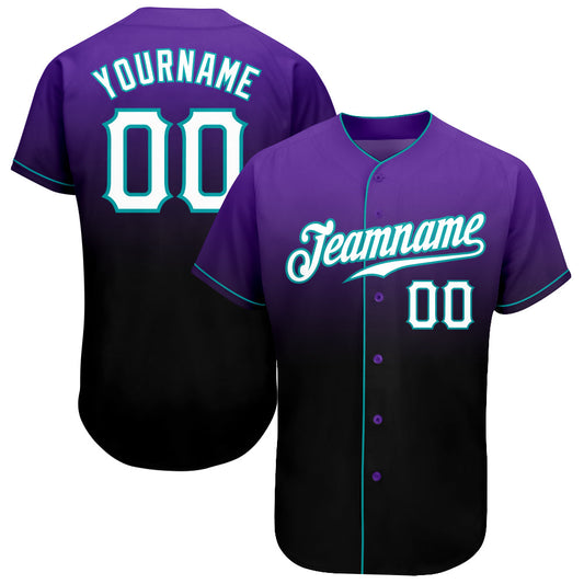 Custom Purple White-Black Authentic Fade Fashion Baseball Jersey - Sky-Custom