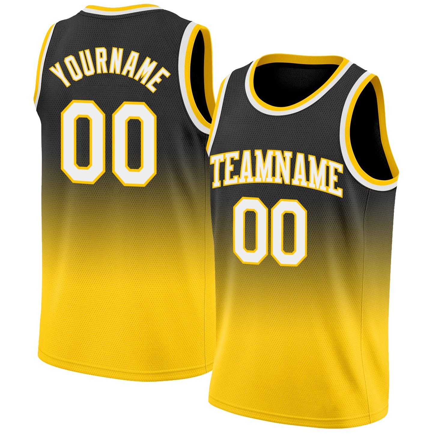 Custom Black White-Gold Authentic Fade Fashion Basketball Jersey - Sky-Custom