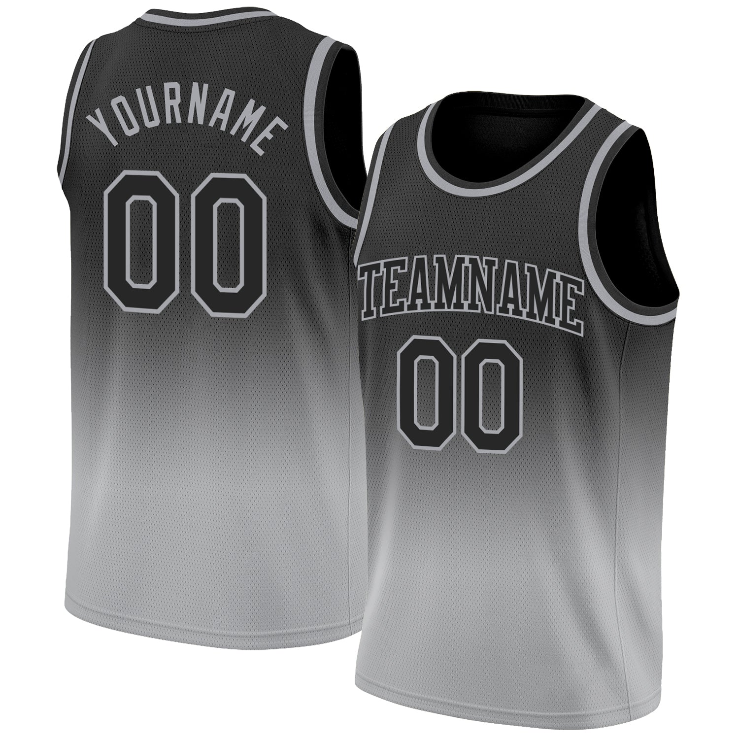 Custom Black Black-Gray Authentic Fade Fashion Basketball Jersey - Sky-Custom