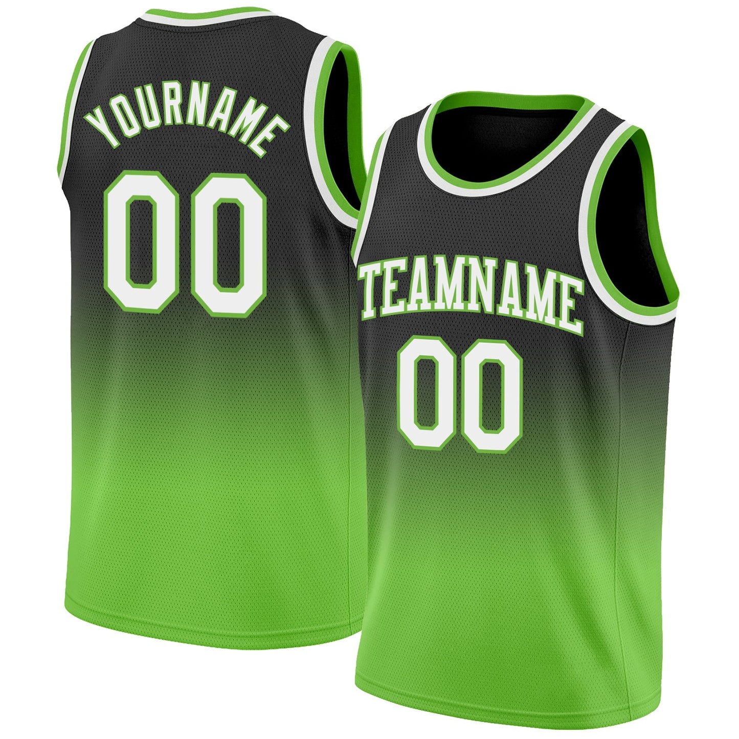 Custom Black White-Neon Green Authentic Fade Fashion Basketball Jersey - Sky-Custom