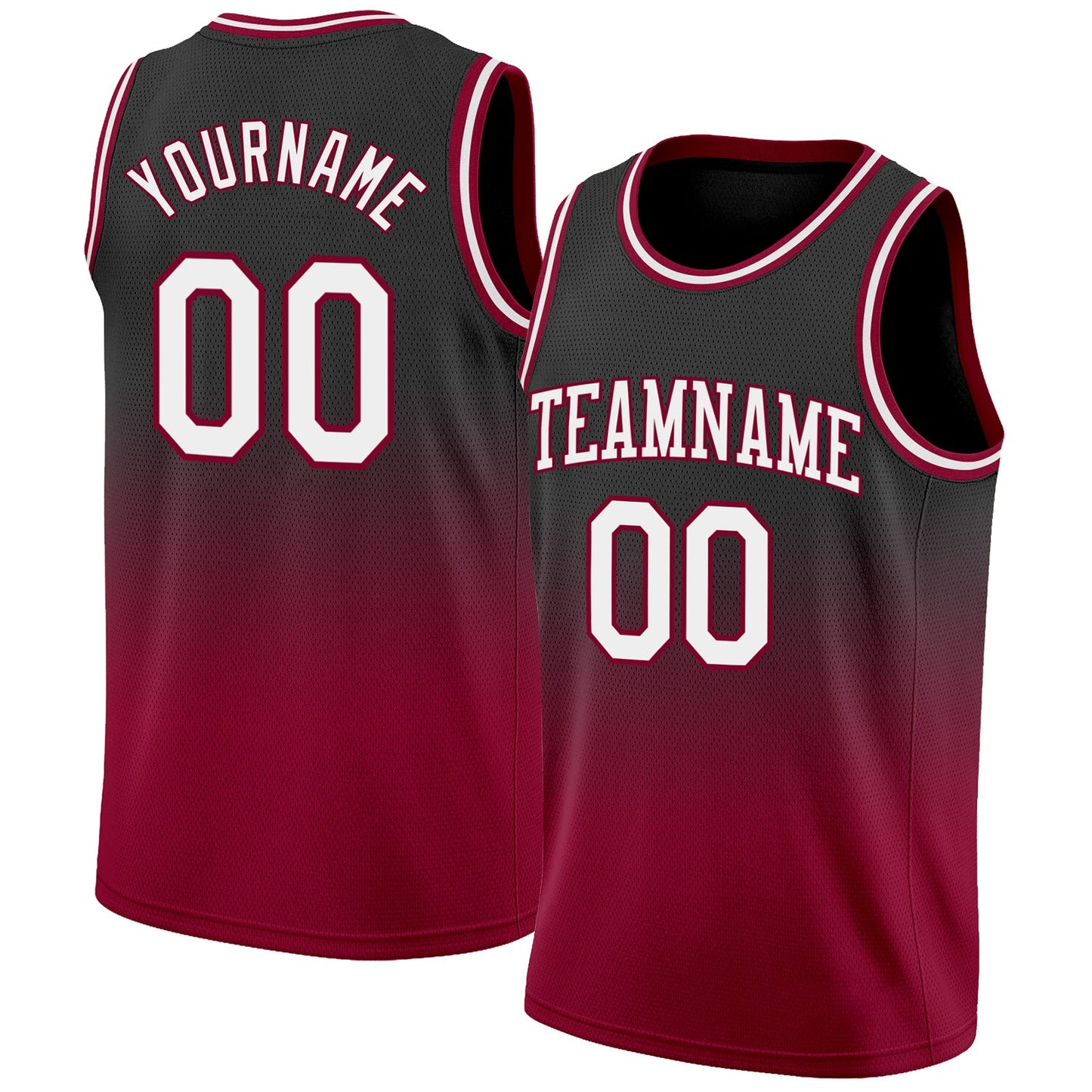 Custom Black White-Maroon Authentic Fade Fashion Basketball Jersey - Sky-Custom