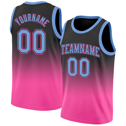 Custom Black Light Blue-Pink Authentic Fade Fashion Basketball Jersey - Sky-Custom