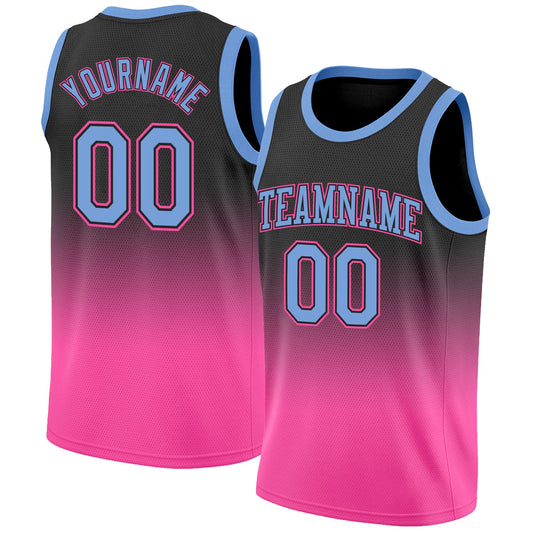 Custom Black Light Blue-Pink Authentic Fade Fashion Basketball Jersey - Sky-Custom
