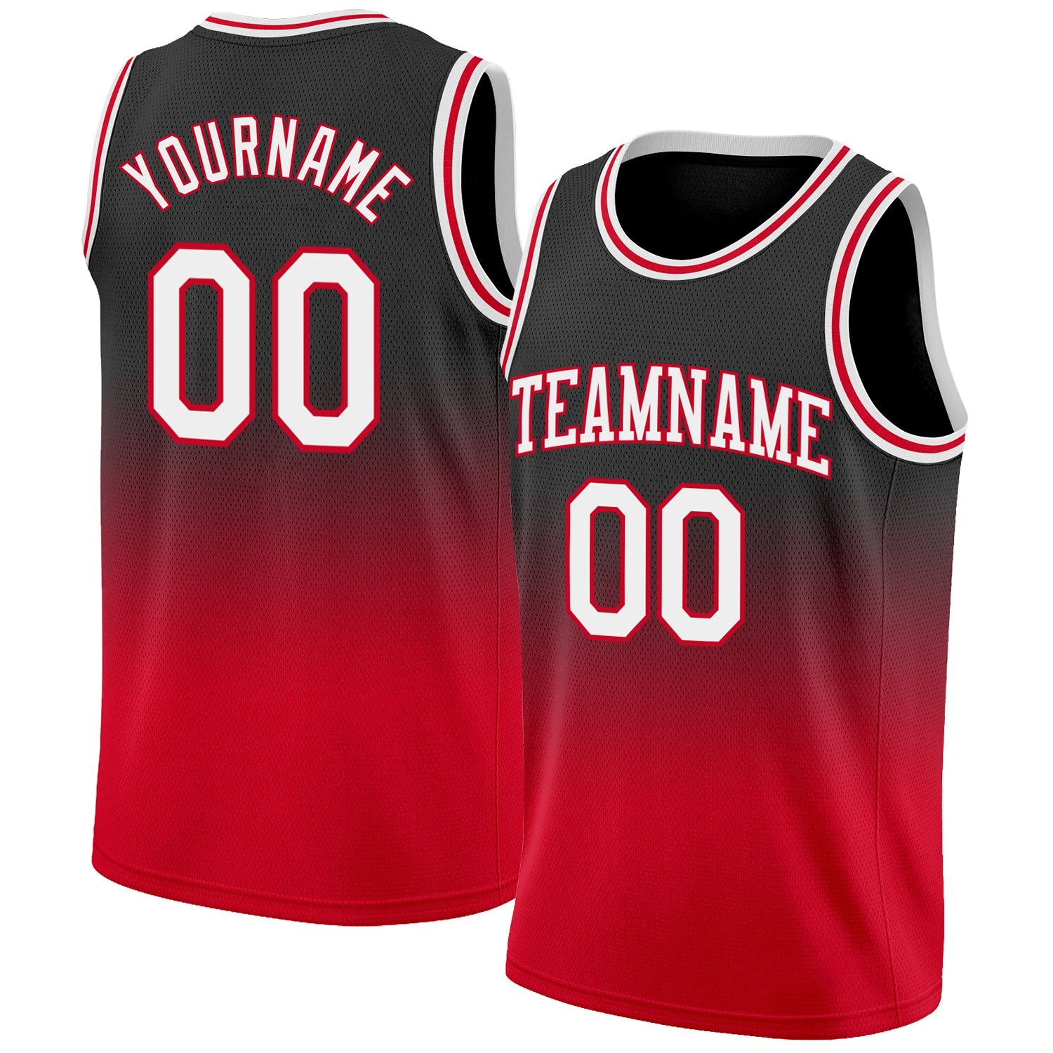 Custom Black White-Red Authentic Fade Fashion Basketball Jersey - Sky-Custom