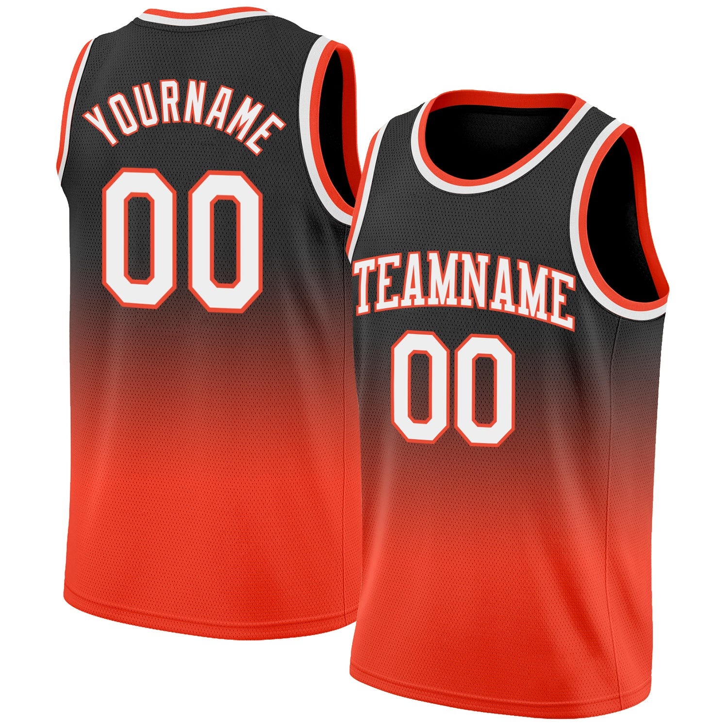 Custom Black White-Orange Authentic Fade Fashion Basketball Jersey - Sky-Custom
