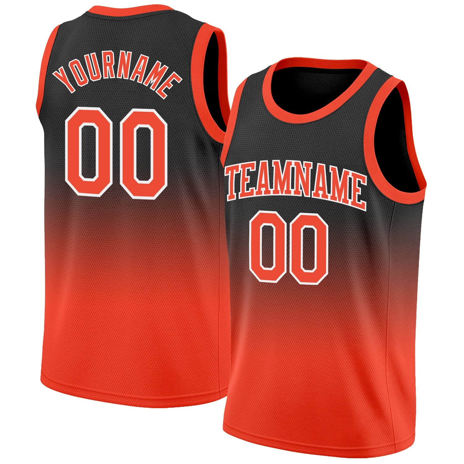 Custom Black Orange-White Authentic Fade Fashion Basketball Jersey - Sky-Custom