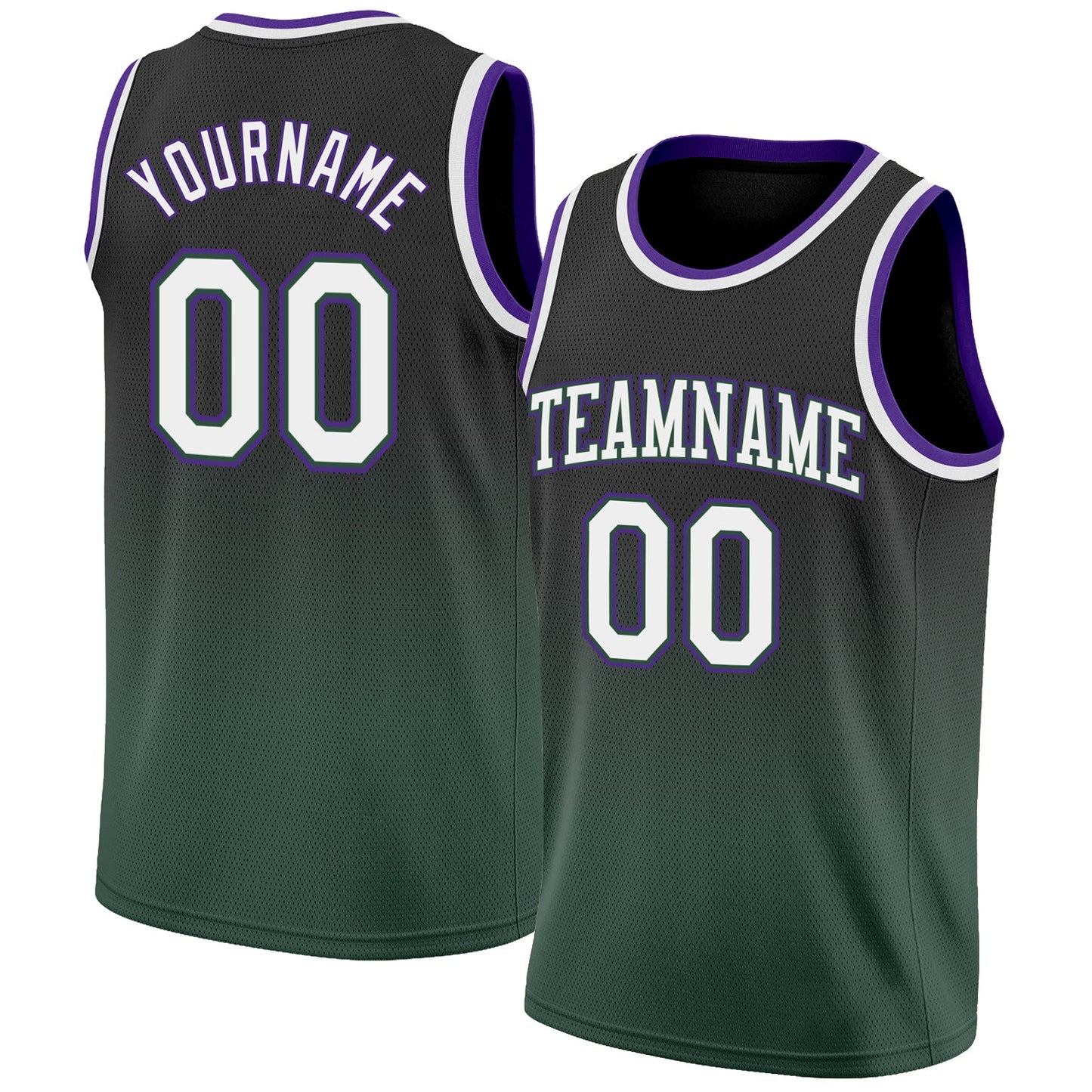 Custom Black White-Green Authentic Fade Fashion Basketball Jersey - Sky-Custom
