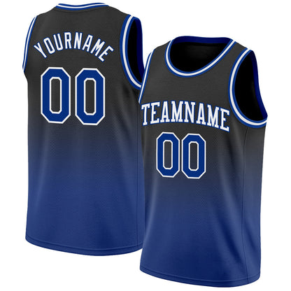 Custom Black Royal-White Authentic Fade Fashion Basketball Jersey - Sky-Custom