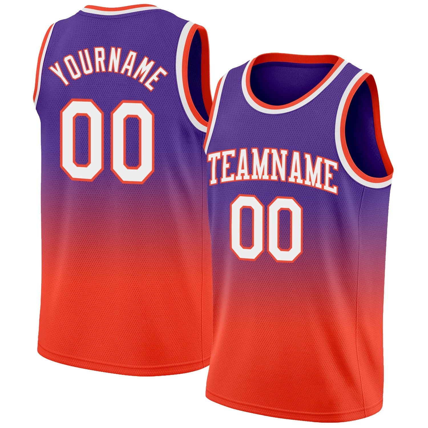 Custom Purple White-Orange Authentic Fade Fashion Basketball Jersey - Sky-Custom