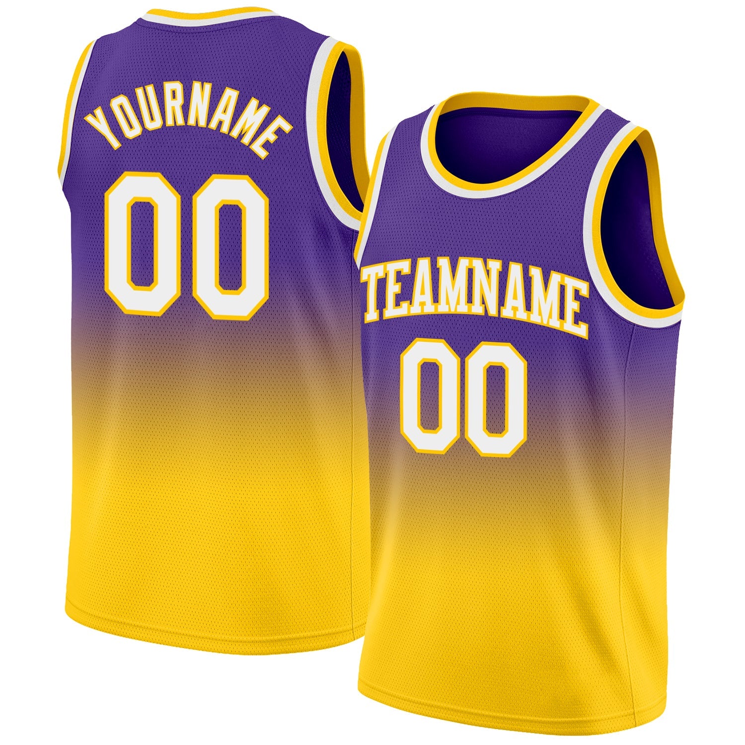 Custom Purple White-Gold Authentic Fade Fashion Basketball Jersey - Sky-Custom