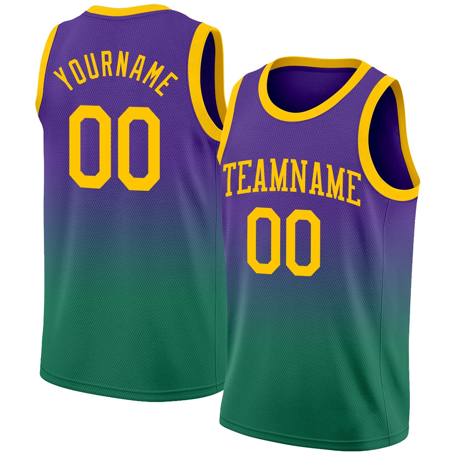 Custom Purple Gold-Kelly Green Authentic Fade Fashion Basketball Jersey - Sky-Custom