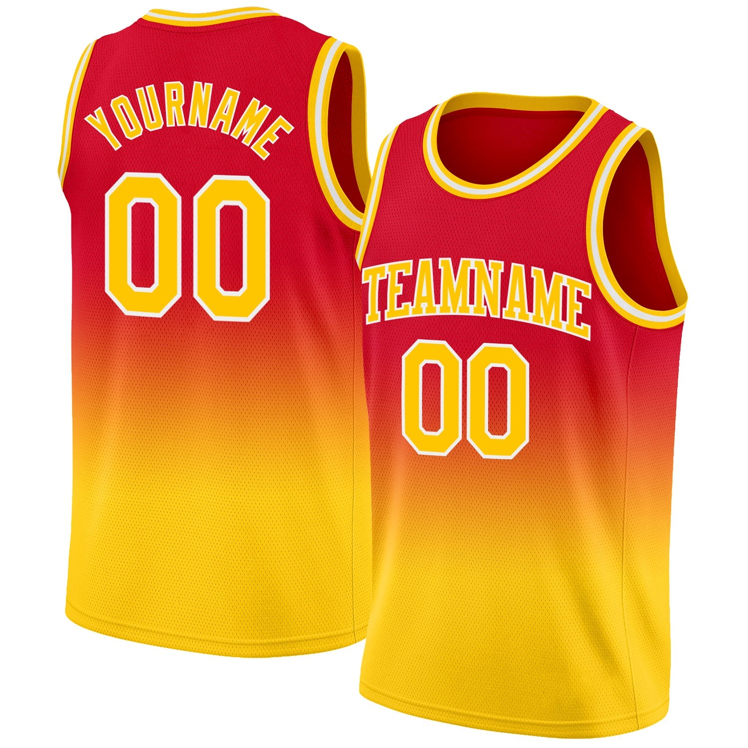 Custom Red Gold-White Authentic Fade Fashion Basketball Jersey - Sky-Custom