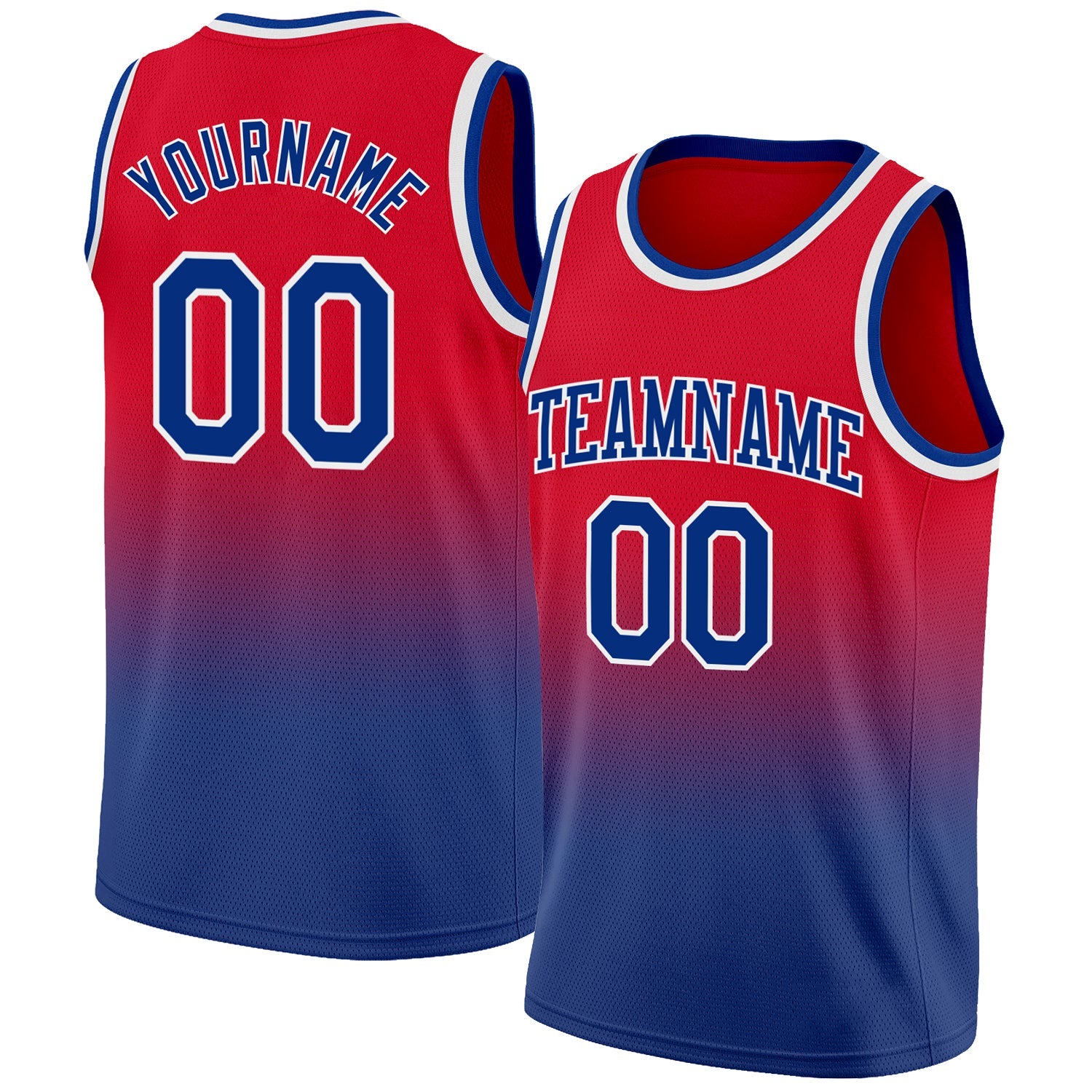 Custom Red Royal-White Authentic Fade Fashion Basketball Jersey - Sky-Custom