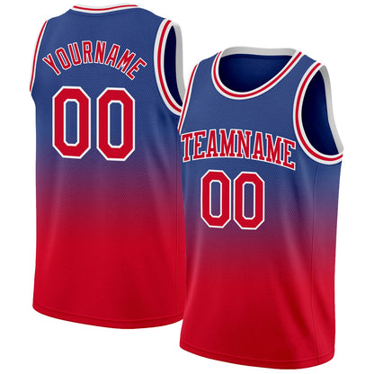Custom Royal Red-White Authentic Fade Fashion Basketball Jersey - Sky-Custom