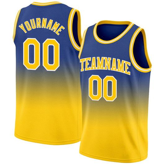 Custom Royal Gold-White Authentic Fade Fashion Basketball Jersey - Sky-Custom