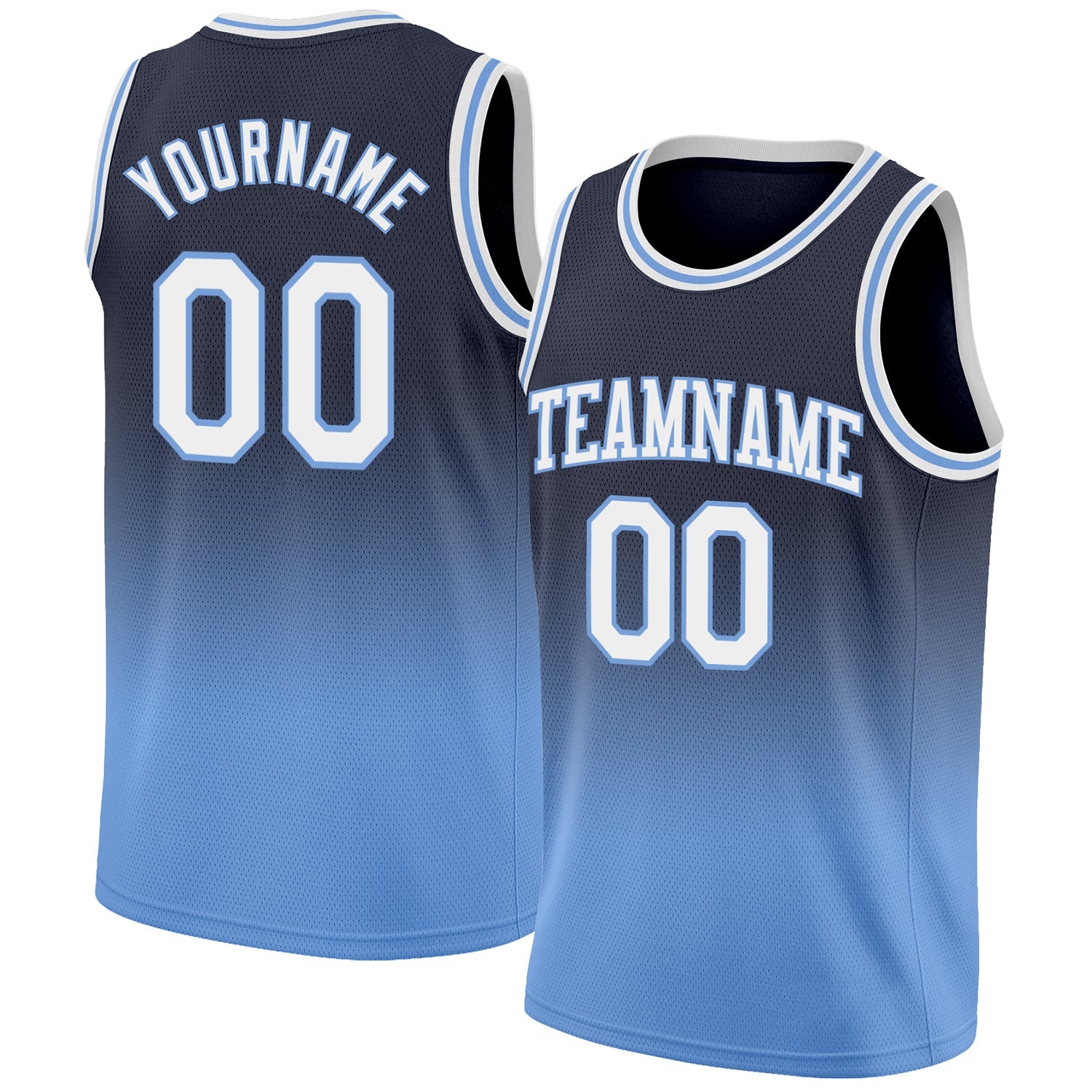 Custom Navy White-Light Blue Authentic Fade Fashion Basketball Jersey - Sky-Custom