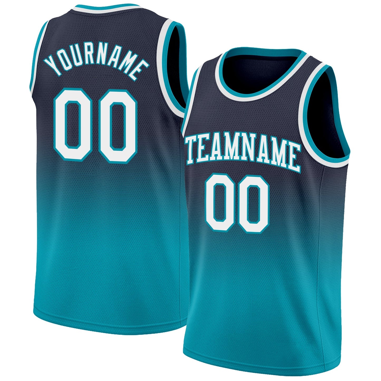 Custom Navy White-Teal Authentic Fade Fashion Basketball Jersey - Sky-Custom